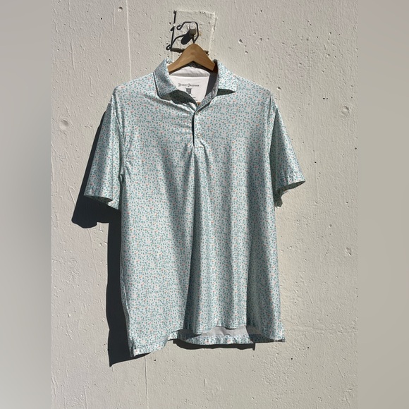 Hickey Freeman Golf polo Shirt Sz medium Performance Fabric Geometric Pattern - Picture 1 of 10